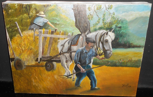 Petit tableau ancien - huile, sur