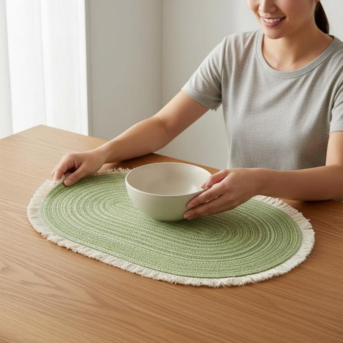 Set table ovale tressé - table,