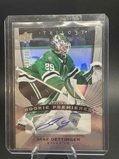 Jake Oettinger 2020 Upper Deck Trilogy Rookie Premieres Auto #66 /399 RC STARS