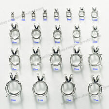 Sterling Silver Pre-Notched Earring/Pendant Setting 4mm to 25mm Round Dangle Set