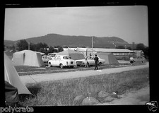Portrait Child Vintage Car Camping Tent - Negative Old Photo