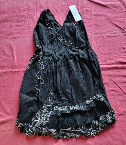 Robe tunique hippie chic noire - robe,