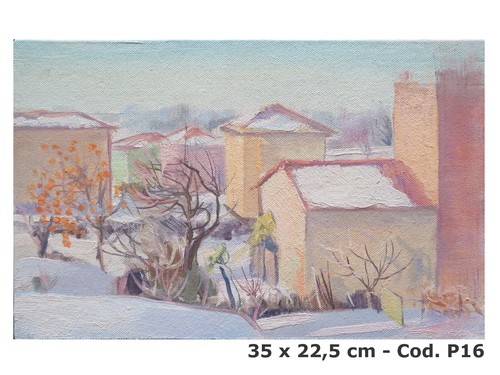 Tableau huile vue - vue, pays