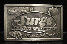 Surge Dairy Farm Equipment Pewter Belt Buckle 1976 Cow Milking Machine Farm
