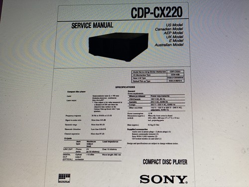 Sony cdp cx220 service - sony, manual