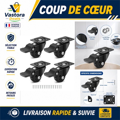 Roulettes pivotantes 25mm avec