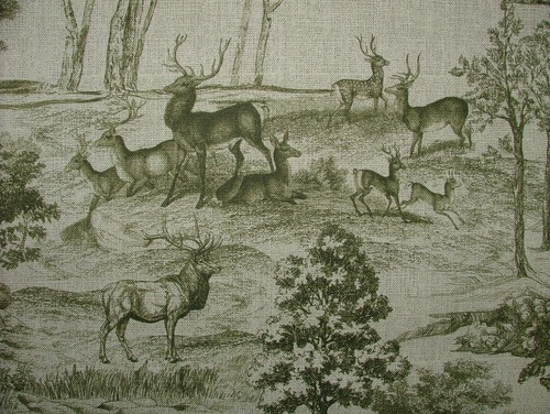 Bois cerfs vert mousse tissu - cerfs,