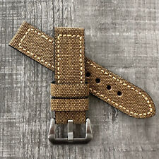 26mm Marron Toile Bracelet Montre Pour Officine Panerai Marina Lumineux Pam