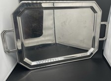 Plateau inox 18-10 octogonal à anses Brevettato Italie 56,5x34 cm