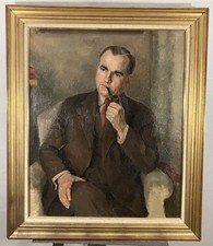 Oil On Canvas Pipe Character Entourage of Madeleine Bailliat (XX) Signed