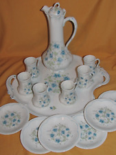 Limoges Porcelain Chocolate Set Cabaret 6 Cups Turquoise