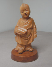OLD CHINESE CARVED WOOD BOY STATUE