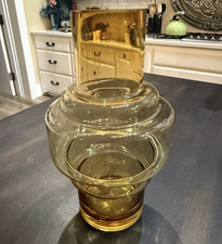 Benjara Alma 10 Inch Modern Vase, Geometric Design, Amber Luster Glass Frame B50