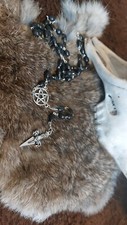 Witch Rosary - Athame Skull Dagger Key of Solomon Goth Wiccan Pagan Necklace...