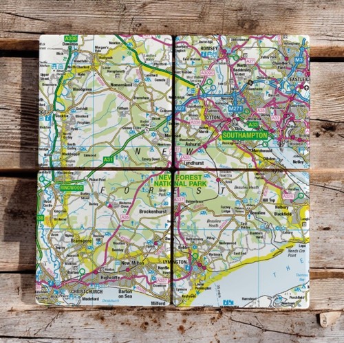Map ceramic four - map, coaster