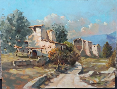Tableau paysage provence huile - paysage,