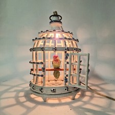 RARE ANTIQUE CERAMIC NIGHT LIGHT BIRD CAGE Identify 