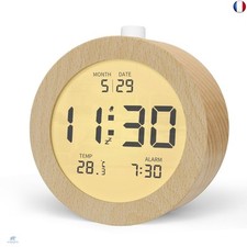 aboveClock Réveil Numérique en Bois, Réveil Matin LCD Horloge Numérique avec Aff