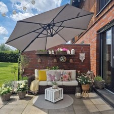 Parasol/Pare-soleil jardin extérieur inclinable pivotant en acier avec manivelle