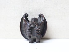 Ancien Netsuké bois Chauve-Souris Talisman Fortune Chance Japon époque EDO