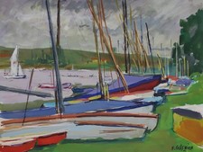 Eugène Gasnier (1910-1998) (22) - gouache - Port Brégeon
