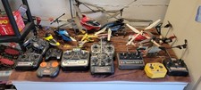 Large Lot Of Remote Control RC Helicopters And Controllers For Parts 