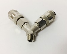 Doppio raccordo Rubinetto Innesto Rapido - Attacco 1/4" maschio sdoppiatore aria