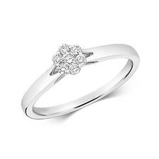 Bague Femme Pavage Or Blanc 9 k/carat et Diamant 0.15 Carat