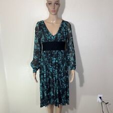 FUZZI Jean Paul Gaultier Blue Black V Neck Mesh Long Sleeve Dress Y2K XS