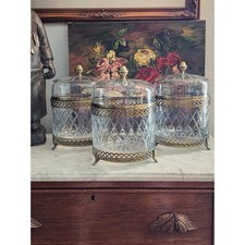 Vintage Villeroy & Boch Crystal and Brass Footed Bonbonniere