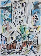 "La pétanque",acrylique sur