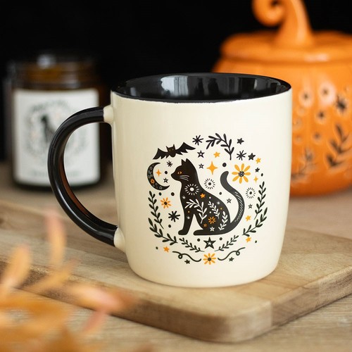 Mug chat noir folk gothique - mug,