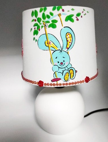 Lampe chevet peint main - chevet,