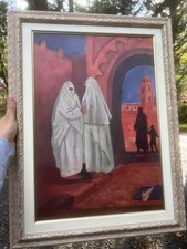Femme d'Essaouira Maroc HST Peinture Ancienne Marocain Huile sur Toile