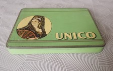 Boîte Tôle Lithographiée  de 10  Cigares  " UNICO " Eventail