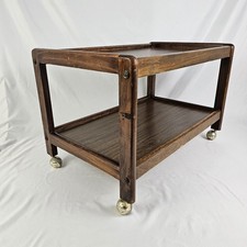 Mid-Century Rolling Bar Serving Media TV Cart Trolley Table Walnut Vintage