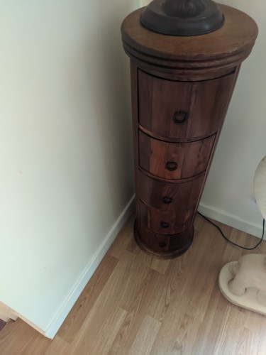 Range bois marron rond - range,