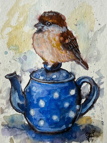 Peinture moineau oiseau