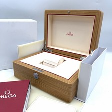 Omega Boîte Pour Montre En Bois Cuir Avec Contre-Boîte Double NOS