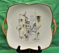 Vtg 50s Alka Kunst Bavaria Porcelaine Ville Scene Rialto 12 " Manche Service