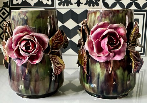 Paire vase barbotine art - de,