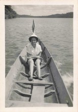 OLD PHOTO GUIANA ~1950 ON THE OYAPOCK BRAZILIAN SIDE YOUNG WOMAN CANOE