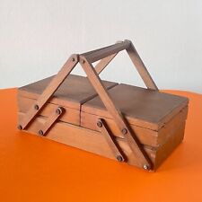 VINTAGE - ANTIQUE TOY - SMALL WORKER WOODEN SEWING BOX - 1950/70's