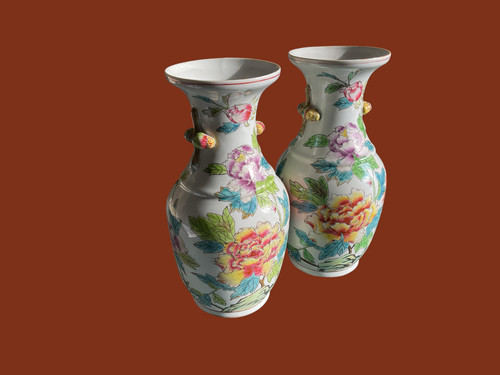 Paire vases chinois en - paire,