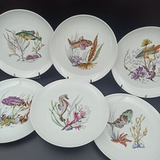 LIMOGES BERNARDAUD - 6 PORCELAIN FISH PLATES 