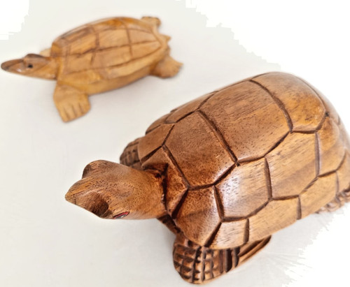 Carved wooden turtle set - wooden,