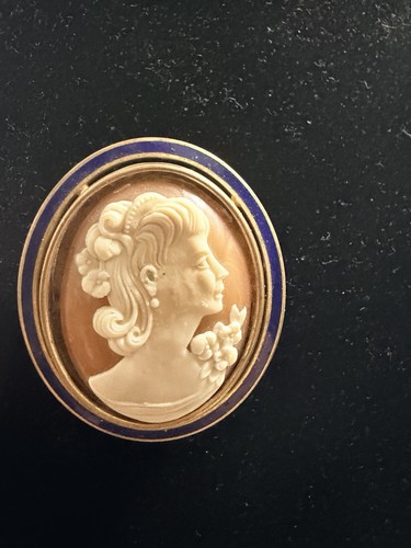 Broche camée ovale - , profil