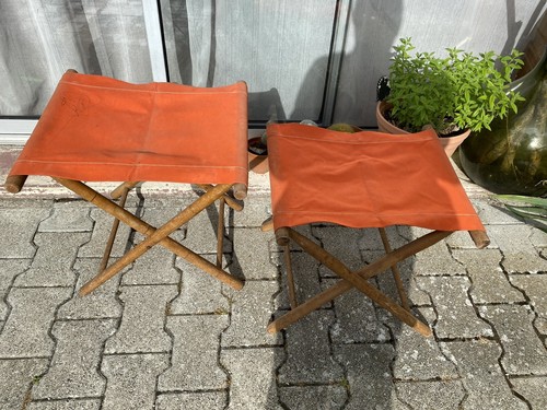 Lot anciens tabouret - 2, pliant