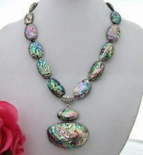 34x55MM Paua Abalone Shell Pendant Necklace