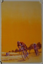 1944 Van den Bergen Lithograph Cycling Poster COURSE BICYCLE